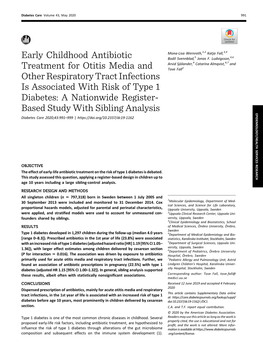 Early Childhood Antibiotic Treatment for Otitis Media and Other Respiratory Tract Infections Is Associated with Risk of Type