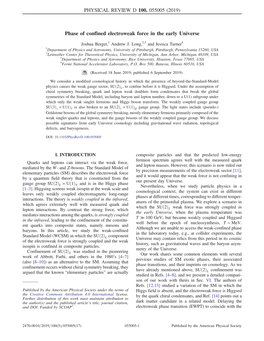 Phase of Confined Electroweak Force in the Early Universe