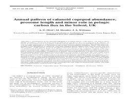 Annual Pattern of Calanoid Copepod Abundance, Prosome Length and Minor Role in Pelagic Carbon Flux in the Solent, UK