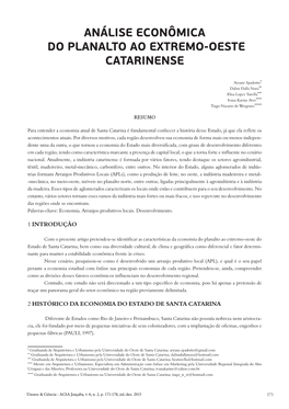 Análise Econômica Do Planalto Ao Extremo-Oeste Catarinense