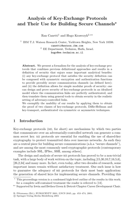 Analysis of Key-Exchange Protocols and Their Use for Building Secure Channels