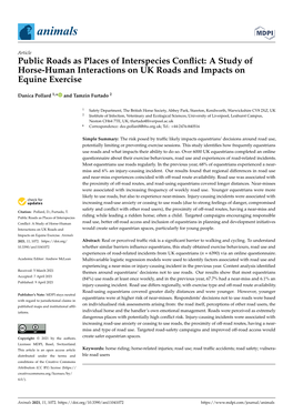 A Study of Horse-Human Interactions on UK Roads and Impacts on Equine Exercise