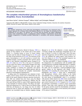 The Complete Mitochondrial Genome of Anomaloglossus Baeobatrachus (Amphibia: Anura: Aromobatidae)