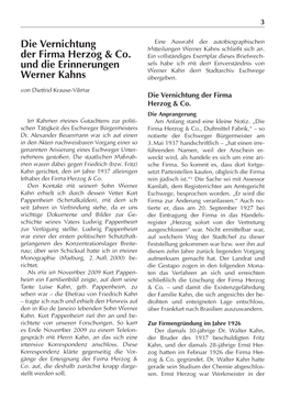 Die Vernichtung Der Firma Herzog & Co. Und Die Erinnerungen Werner Kahns