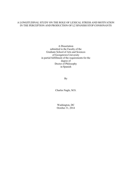 A Longitudinal Study on the Role of Lexical Stress and Motivation in the Perception and Production of L2 Spanish Stop Consonants