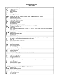 Commonly Used Abbreviations at Purdue University