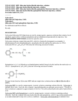 Xylocaine® (Lidocaine Hcl and Epinephrine Injection, USP) for Infiltration and Nerve Block Rx Only