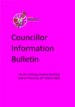 For the Ordinary Council Meeting Held on Thursday 19Th March 2020 INDEX