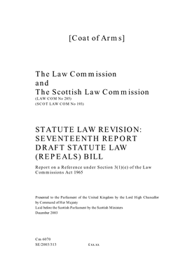 Statute Law Revision 17Th Report (SLC 193; LC 285)