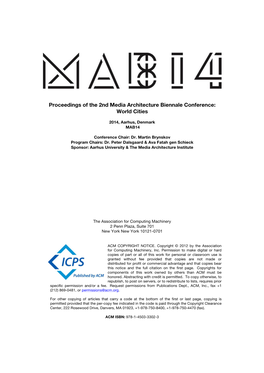 Proceedings of the 2Nd Media Architecture Biennale Conference: World Cities