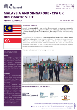 Malaysia and Singapore - Cpa Uk Diplomatic Visit Report Summary 17 - 20 February 2020