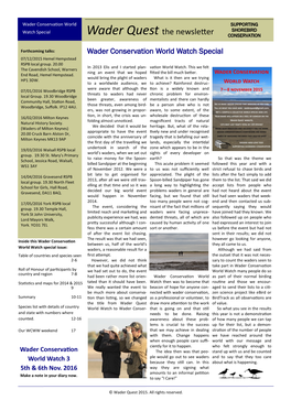 Wader Quest the Newsletter CONSERVATION