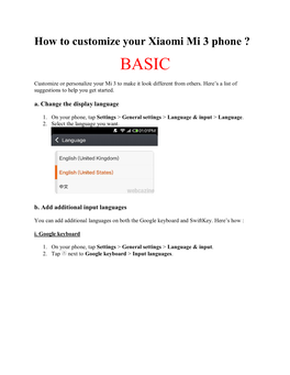 How to Customize Your Xiaomi Mi 3 Phone ? BASIC