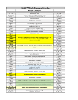 NASA TV Schedule for Web (Week of 5-25-2020)(1).Xlsx