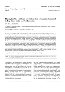 The Origin of the Vertebrate Jaw: Intersection Between Developmental Biology-Based Model and Fossil Evidence