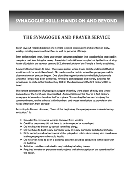 The Synagogue and Prayer Service