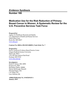 Medication Use for the Risk Reduction of Primary Breast Cancer in Women: a Systematic Review for the U.S