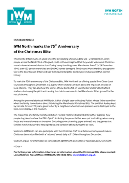 IWM North Marks the 75Th Anniversary of the Christmas Blitz