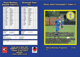 Royal Wootton Bassett Town F.C. Bracknell Town F.C