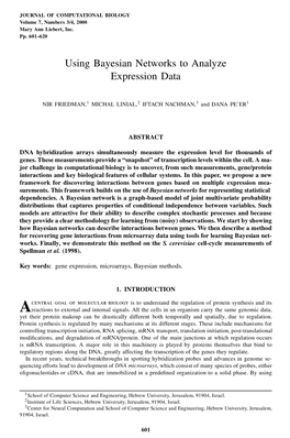 Using Bayesian Networks to Analyze Expression Data