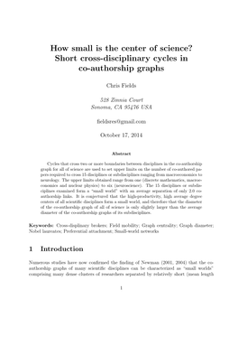 Short Cross-Disciplinary Cycles in Co-Authorship Graphs