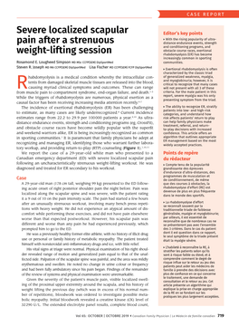 Severe Localized Scapular Pain After a Strenuous Weight-Lifting Session