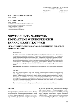 Nowe Obiekty Naukowo- Edukacyjne W Europejskich Parkach Zabytkowych New Scientific and Educational Facilities in European Historical Parks