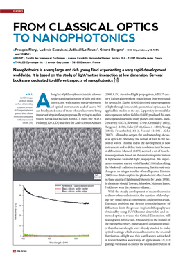 From Classical Optics to Nanophotonics