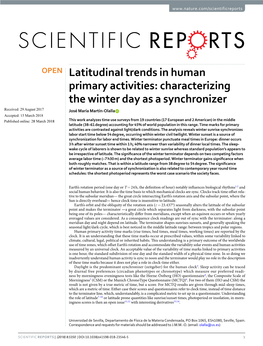 Latitudinal Trends in Human Primary Activities