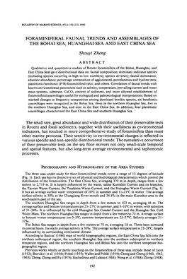 Foraminiferal Faunal Trends and Assemblages of the Bohai Sea, Huanghai Sea and East China Sea