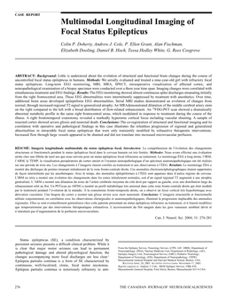 Multimodal Longitudinal Imaging of Focal Status Epilepticus