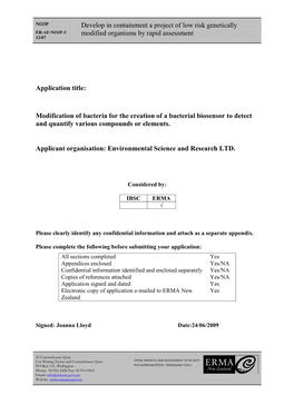 Application Title: Modification of a Burkholderia Soil Bacteria for The