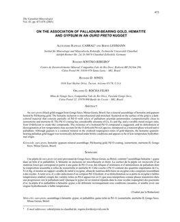 On the Association of Palladium-Bearing Gold, Hematite and Gypsum in an Ouro Preto Nugget