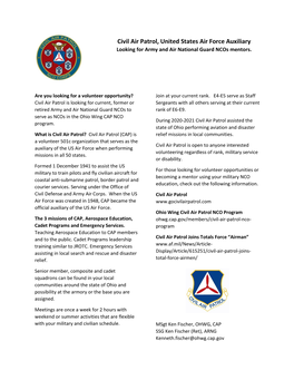 Civil Air Patrol, United States Air Force Auxiliary Looking for Army and Air National Guard Ncos Mentors