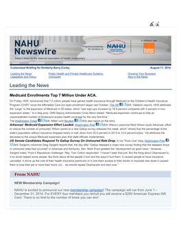 The August 11, 2014 NAHU Newswire