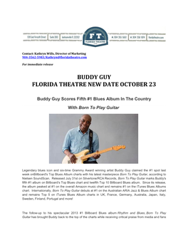 Buddy Guy Florida Theatre New Date October 23
