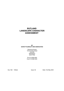 Landscape Character Assessment of Rutland (2003)