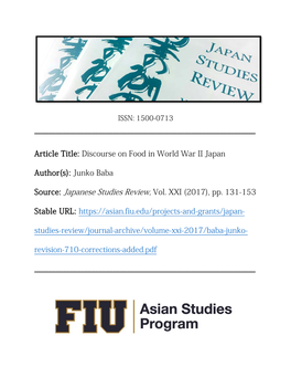 Discourse on Food in World War II Japan