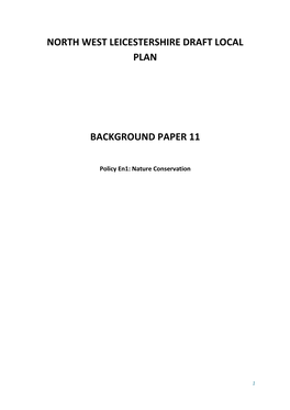 North West Leicestershire Draft Local Plan Background Paper 11