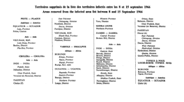 Territoires Supprimés De La Liste Des Territoires Infectés Entre Les 8 Et 15 Septembre 1966 Areas Removed from the Infected Area List Between 8 and 15 September 1966