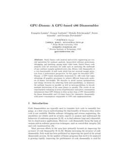 GPU-Disasm: a GPU-Based X86 Disassembler