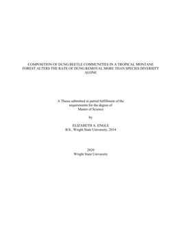 Composition of Dung Beetle Communities in a Tropical Montane Forest Alters the Rate of Dung Removal More Than Species Diversity Alone