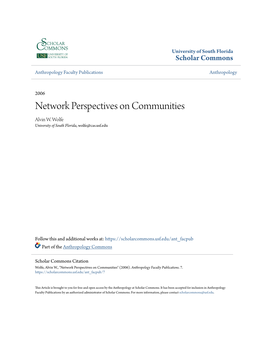 Network Perspectives on Communities Alvin W