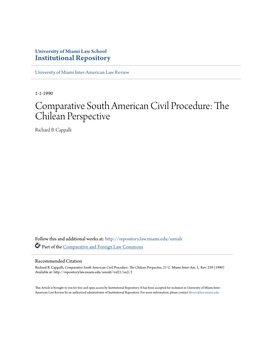 Comparative South American Civil Procedure: the Chilean Perspective Richard B