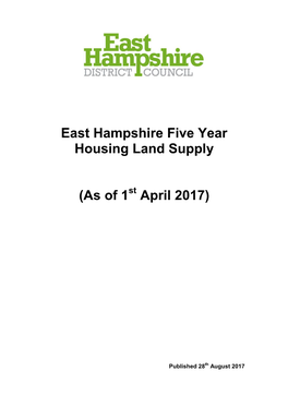 East Hampshire Five Year Housing Land Supply