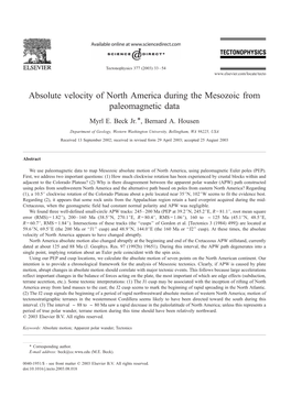 Absolute Velocity of North America During the Mesozoic from Paleomagnetic Data