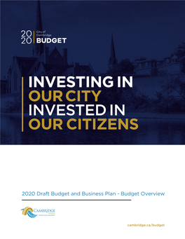 Investing in Our City Invested in Our Citizens