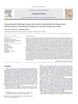 Quantifying the Importance of Driving Forces of Landscape Change in a Central Europe Case Study