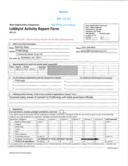 Lobbyist Activity Report Form 210 Brooks St., Ste
