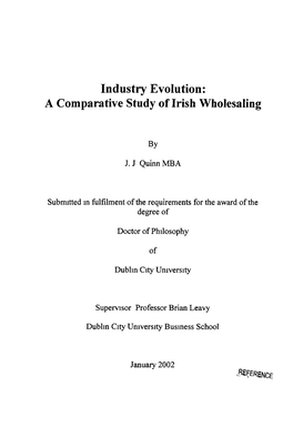 Industry Evolution: a Comparative Study of Irish Wholesaling